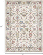 6x9 Area Rug for Living Room - Large Traditional Floral Washable Rugs for Bedroom Non-Slip Colorful Boho Dining Room Rug Low-Pile Cream Farmhouse Carpet Soft Vinatge Bohemian Foyer Rug