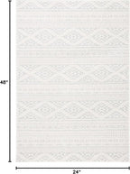 SAFAVIEH Tulum Collection Accent Rug - 2' x 4', Ivory & Light Grey, Moroccan Boho Tribal Design, Non-Shedding & Easy to Clean, Ideal for Front Door, Kitchen, Entryway, Foyer (TUL272G)