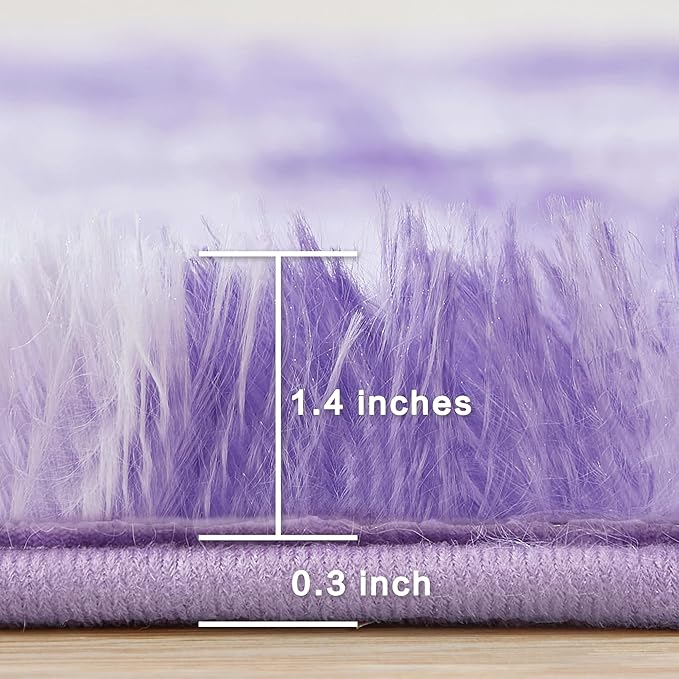 Andency 8x10 Area Rugs for Living Room, Non-Slip Fluffy Soft Large Shag Bedroom Carpet, Tie-Dyed Purple Big Indoor Thick Nursery Rug for Kids Dorm Home Decor Aesthetic