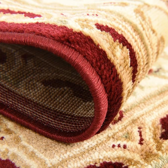Unique Loom Versailles Collection Traditional Classic Floral Motif Area Rug (5' 0 x 5' 0 Square, Burgundy/Ivory)