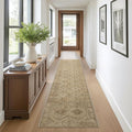 Bavni 2x10 Runner Rug Non Slip, Machine Washable Rug Runners for Hallways, Vintage Distressed Print Kitchen Runner, Low Pile Lightweight Carpet for Entryway Laundry Bedroom Bathroom Nut Brown