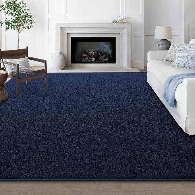 Large Modern Area Rugs for Living Room Bedroom, 5x8 Feet Navy Blue Ultra Soft Solid Thickened Memory Foam Indoor Minimalist Carpets, Non-Slip Comfy Rugs for Boys Girls Nursery Kids Room Home Décor