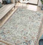 Keen Home Design 5x7 Rug - Machine Washable Area Rug with Non-Slip Backing, Ideal for Living Room, Dining Room, Bedroom - Vintage, Easy Clean, Durable, Low Pile Rug - (5' x 7')