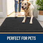 OLANLY Dog Door Mat for Muddy Paws 35x24, Absorbs Moisture and Dirt, Absorbent Non-Slip Washable Doormat, Quick Dry Chenille Mud Mat for Dogs, Entry Indoor Entryway Carpet for Inside Floor, Dark Grey