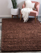 Unique Loom Solid Shag Collection Area Rug (2' x 3' 1" Rectangle, Chocolate Brown)
