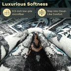 YJ.GWL Area Rugs for Living Room 5x7 Machine Washable Rugs, Non Slip Floral Vintage Rug Indoor Carpet, Stain Resistant Large Rug for Bedroom Dining Room, Black Grey Blue