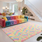 Zentavio Unicorn Rugs for Girls Room 5x8 Area Rugs for Living Room Carpet for Bedroom Washable Soft Fluffy Shag Aesthetic Plush High Pile Throw Rug for Nursery Kids Room Dorm Room Rainbow