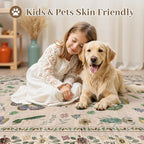 5x8 Non-Slip Insect Print Rug - Indoor Low Pile Machine Washable Bug Rug for Entryway, Front Door, Nursery, Bedroom, Kitchen, Laundry (5'x8' Beige Green)