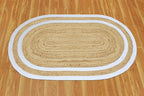 12x15 Rugs for Living Room Oval Kilim Rug Natural Oval Jute Thick 0.27" Solid Design Beige White Hand Braided Jute Flatweave Mat Handmade Boho Indoor Outdoor Rugs for Bedroom Living Dining Room