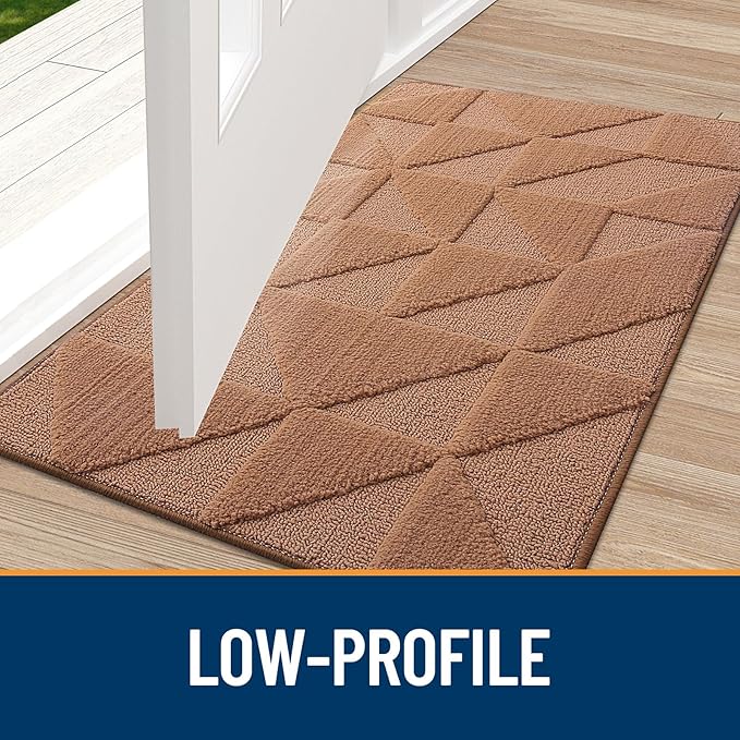 OLANLY Door Mats Indoor, Non-Slip, Absorbent, Dirt Resist, Entrance Washable Mat, Low-Profile Inside Entry Doormat for Entryway (30x17 inches, Brown)