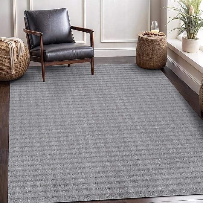 CAMILSON Modern Gray Non Slip Rug 4x6 Ultra Soft High Pile Area Rugs Non Skid Rubber Backing Durable & Easy to Clean Carpet for Living Room Bedroom Kids Room Indoor Use (4 x 6 Gray)