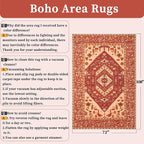 SERISSA 6x9 Area Rugs for Living Room, Large Washable Non-Slip Boho Rug, Ultra Soft Vintage Red Beige Oriental Tribal Print Distressed Carpet for Dining Room Bedroom Dorm Office Home Decor