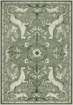Lahome Boho Animal 6x9 Washable Living Room Area Rugs, Green Soft Rugs for Bedroom, Botanical Large Boho Non Slip Dining Room Carpet for Under Table Office Kids Playroom (6x9ft,Green)