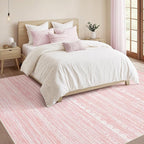Nakagishi Pink Rugs for Bedroom Girls: 5x8 Washable Boho Large Neutral Area Rug Cute Soft Modern Indoor Floor Non Slip Accent Carpet for Living Room Nursery Kids Playroom Dorm Preppy Baby Room Decor