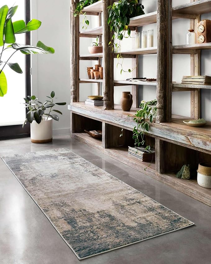 Loloi Teagan Collection TEA-08 Ivory/Mist 11'-6" x 15' Area Rug, Large, Soft Neutral Rug, High-Traffic for Living Room, Bedroom, Home Office, Dining Area