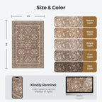 WITSHOCK Washable 2x3 Entryway Area Rug: Soft Non-Slip Backing Washable Rugs Vintage Flower Boho Accent Small Rugs for Bedroom, Kitchen, Bathroom, Nursery Entrance,Dark Brown