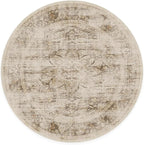 RUGGABLE Washable Vintage Area Rug – Sarrah Hazel 6 ft Round, Stain-Resistant, Non-Slip – Medium Machine Washable Rugs for Living Room, Bedroom, Hallway, Entryway & Office–with Cushioned Pad