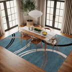 Rugshop Modern Wavy Circles Design Area Rug, Fade-Resistant Carpet Alfombras, Perfect for Bedroom, Dining Room and Living Room, Blue, 8'8" x 12'