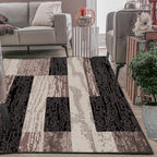 Superior Rockwood 3 Piece Indoor Area Rug Set, Jute Backing, Modern Color Block Decor for Hallway, Entry, Office, Kitchen, Living Room Floors, Plush Rugs, 2' 7" x 8', 5' x 8', 8' x 10', Chocolate