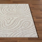 LUXE WEAVERS Geometric Swirl Cream 8x10 Area Rug High Low Modern Carpet