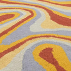 Irregular Shaped Handmade Wool Area Rug | Modern Colourful Stripe Premium Carpet | Perfect for Living Room, Bedroom, Dining Room & Home Decor (Desert, 9x9 ft)