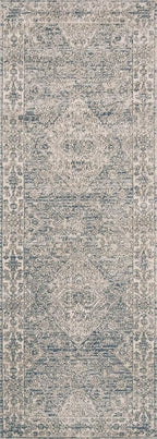 Loloi Teagan Collection TEA-04 Sky/Natural 2'-8" x 13' Runner Rug, Large, Soft Neutral Rug, High-Traffic for Living Room, Bedroom, Home Office, Dining Area