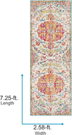 Livabliss Odelia Vintage Bohemian Runner Area Rug,2'7" x 7'3",Orange/Aqua