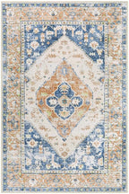Lahome Boho Small Entryway Rug - 2x3 Non-Slip Washable Rugs for Kitchen Oriental Throw Ultra-Thin Area Rugs for Bedroom Accent Distressed Blue Floor Doormat Carpet for Bathroom Laundry Living Room