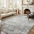 Area Rug 6x9 Washable Rug Light Grey for Living Room, Dining Room, Bedroom, Large Carpets, Non Slip & Non-Shedding Low Pile Vintage Print Rug for Home Office Decor