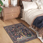 Rugcomf Indoor Door Mat 2x3 Rug Vibrant Tree of Life-Patterned Vintage Machine Washable Small Area Rug Non-Slip Low Pile Throw Rugs for Entryway Kitchen Front Door Entrance Entry Kids Room, Blue