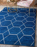 Unique Loom Trellis Frieze Collection Area Rug - Geometric (5' 3" x 8' Rectangle, Navy Blue/ Ivory)
