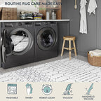 Lahome Moroccan 8x10 Rugs for Living Room - Non-Slip Washable Ultra-Thin Large Rug for Dining, Modern Geometric Print Indoor Soft Carpet for Bedroom Office, White