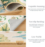 Phantoscope Washable Area Rug 4'x6' Non-Slip, Vintage Boho Rugs for Living Room, Bedroom, Dining Room, Neutral Green Floral Medallion Pattern, Low-Pile Foldable Floor Carpet, Forest Green/Cream