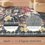 RUGSURE Washable Area Rugs - Perfect for Living Room, Bedroom, Kids Room, Nursery - Stain & Water Resistant Non-Slip, Pet & Child Friendly, Vintage Tribal Area Rugs (Rust, 9' x 12')