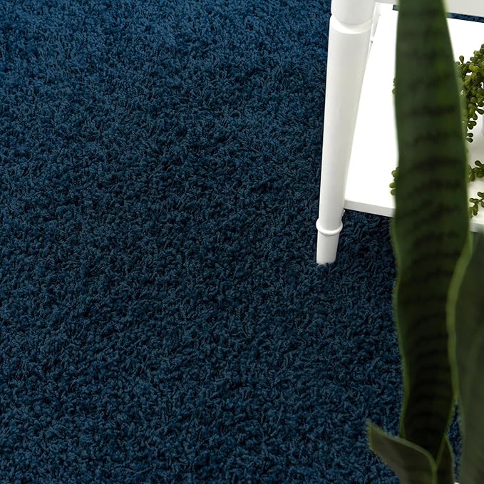 Unique Loom Solid Shag Collection Area Rug (2' 6" x 19' 8" Runner, Sapphire Blue/ Navy Blue)