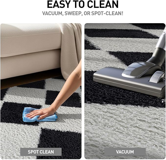 Rugshop Diamond Wave Pattern Shag Area Rug Anthracite Dark Gray 7' 10" x 10' Perfect for Large Living Rooms, Dining Areas, or Master Bedrooms