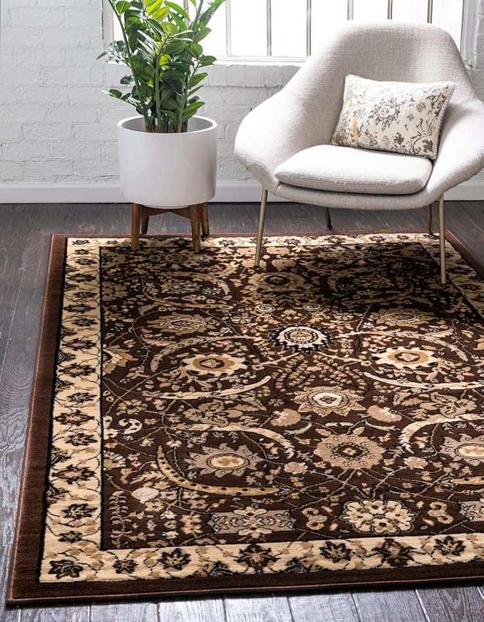 Unique Loom Espahan Collection Area Rug - Cape Cod (5' 1" x 8' Rectangle, Brown/ Beige)