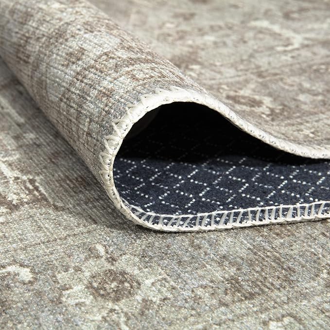 Bloom Rugs Washable Non-Slip 9' x 12' Rug - Beige/Gray Traditional Area Rug for Living Room, Bedroom, Dining Room, and Kitchen - Exact Size: 9' x 12'
