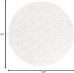 SAFAVIEH Tulum Collection Area Rug - 10' Round, Ivory & Light Grey, Moroccan Boho Tribal Design, Non-Shedding & Easy to Clean, Ideal for Living Room, Bedroom, Dining Space (TUL272G)