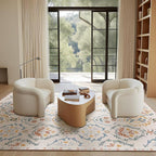 Phantoscope Washable Area Rug 8'x10' Non-Slip, Vintage Floral Boho Rugs for Living Room, Bedroom, DiningRoom, Soft Botanical Moroccan Pattern, Low-Pile Foldable Floor Carpet, Ivory Pink/Boho Garden