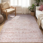 Lahome Pink Rug 6x9 Area Rugs - Soft Washable Rugs For Bedroom Aesthetic-Rugs For Living Room Non Slip Ultra Thin,Boho Girls Playroom Rug Farmhouse Stain Resistant Carpet For Office Room (Pink, 6'X9')