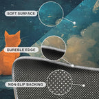 Orange Cat Rugs for Bedroom - 5x7 Area Rug - Cartoon Starry Sky Rugs for Living Room, 3D Cute Cat Rug, Non-Slip Washable Home Decor Carpet