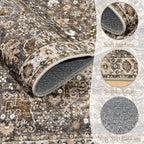 6x9 Washable Rug Vintage Fade Resistant Boho Distressed Non-Slip Indoor Large Carpet Low Pile Lightweight & High-Traffic Safe for Bedroom, Dorm, Playroom - Farmhouse Decor