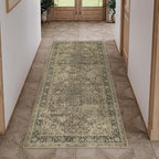 2x5 Washable Brown Runner Rug Vintage Hallway Kitchen Carpet Non-Slip Soft Low Pile Distressed Throw Rug for Bedroom Bathroom Laundry Living Room