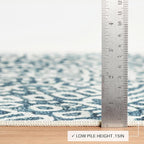 Dash and Albert Temple Ink Machine Washable Area Rug - 2' x 3' Blue - Geometric Accent Rug - Anti-Slip Backing, Lightweight, Machine Washable, High Traffic Areas Kitchen, Mudroom, Laundry Room