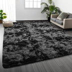 Large Shag Area Rugs 9 x 12, Tie-Dyed Plush Fuzzy Rugs for Living Room, Ultra Soft Fluffy Furry Rug for Bedroom, Indoor Carpet Nursery Rugs for Kids Room Home Decor, Dark Grey