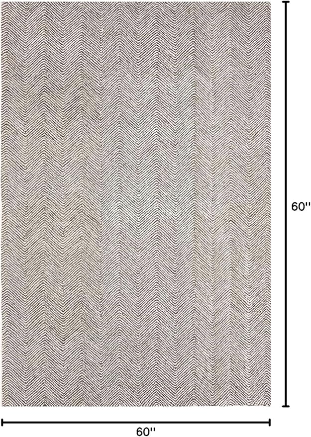 Modern Herringbone Chevron Collection Handcrafted Wool Area Rug - Durable, Zigzag Pattern, for High Traffic, Contemporary Design for Living Room, Bedroom, Dining Room Decor (Dark Olive, 5' round)