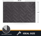 PURRUGS Dirt Trapping Door Mat 24" x 35.5", Non-Slip Machine Washable Entry Rug, Shoe Scraper, Dog Doormat, Super Absorbent Welcome Mat for Front & Back Door, Muddy Wet Shoes & Paws, Charcoal
