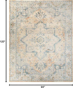 Nourison Home Astra Machine Washable Beige Blue 7'10" x 10' Area Rug - Easy Clean, Non Shedding, Bed Room, Living Room, Dining Room, Kitchen (8' x 10')