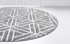 Rugs.com Lattice Trellis Collection Rug – 8 Ft Round Gray Low-Pile Rug Perfect for Kitchens, Dining Rooms